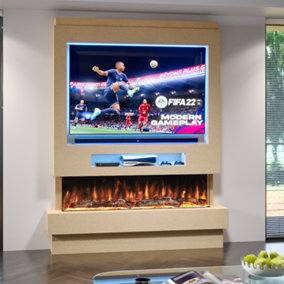 Pre-Built Media Wall Package 8 Including 60-inch Spectrum Series 3 Sided Electric Fire