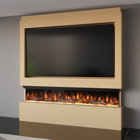 Pre-Built Media Wall Package 9 Including 72 inch Spectrum Series 3 Sided Electric Fire