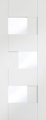 Pre-Finished Internal White Perugia Door with Clear Glass  - 1981 x 686 x 35mm (27")