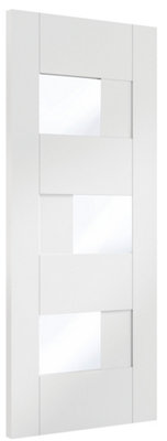 Pre-Finished Internal White Perugia Door with Clear Glass  - 1981 x 686 x 35mm (27")