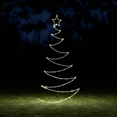 Pre-Lit 1.7m Folding Christmas Tree with 200 Warm White LEDs