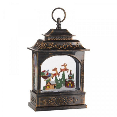 Pre-Lit Christmas Flying Santa Snowglobe Lantern