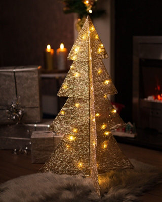 Pre-Lit Christmas Tree Decoration - Gold