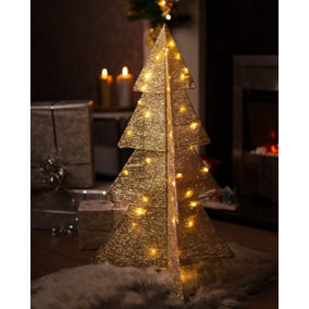 Pre-Lit Christmas Tree Decoration - Gold