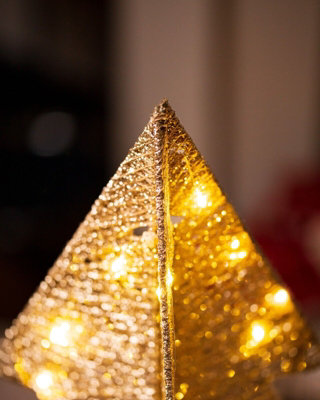 Pre-Lit Christmas Tree Decoration - Gold - 4
