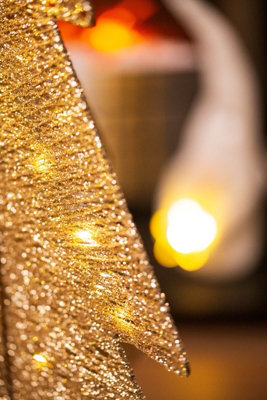 Pre-Lit Christmas Tree Decoration - Gold - 5