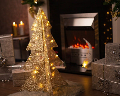 Pre-Lit Christmas Tree Decoration - Gold - 8