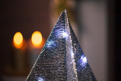 Pre-Lit Christmas Tree Mesh - Silver - 3