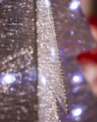 Pre-Lit Christmas Tree Mesh - Silver - 4
