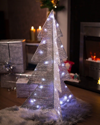 Pre-Lit Christmas Tree Mesh - Silver - 9