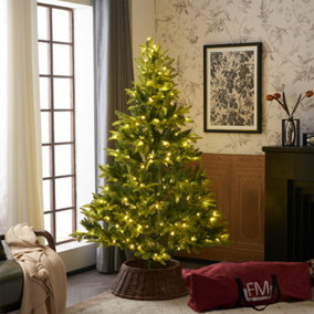 PRE-LIT GREEN CALGARY ARTIFICIAL CHRISTMAS TREE WITH SKIRT & BAG