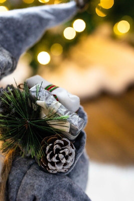 Pre-Lit Grey Santa Claus Plush Decoration - 4