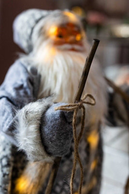 Pre-Lit Grey Santa Claus Plush Decoration - 6