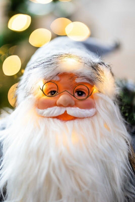 Pre-Lit Grey Santa Claus Plush Decoration - 9
