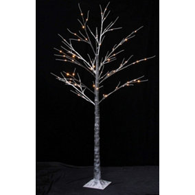 Pre-Lit LED Birch Tree Snow Flocked Christmas Lights Indoor/Outdoor (Grey w/Warm White, 1.8m)