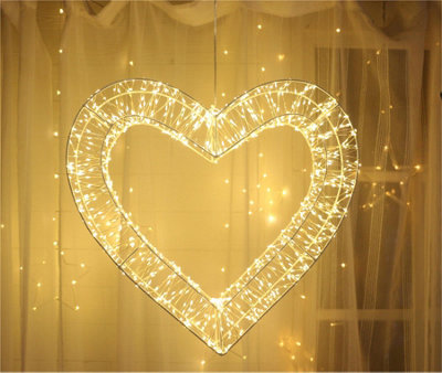 Pre Lit LED Heart - Warm White LEDs, 5m Cable, Timer Function - Indoor ...