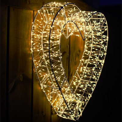 Pre Lit LED Heart - Warm White LEDs, 5m Cable, Timer Function - Indoor ...
