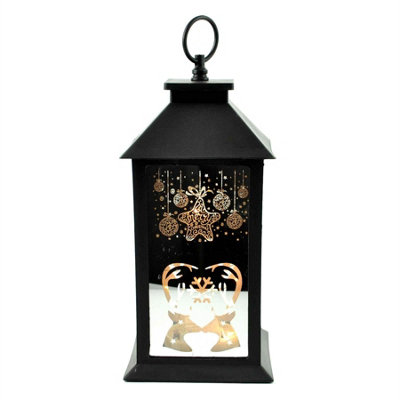 Pre Lit LED Lights Lantern Warm White Lamp Black with Christmas Theme Designed Xmas Decorations Price Comparisons | Compare The Build