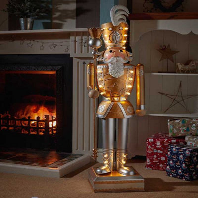 Pre-Lit LED Nutcracker Christmas Ornament - Gold