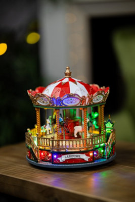 Pre-Lit Musical Carousel Christmas Decoration