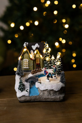 Pre-Lit Musical Village Scene - Ice Skating