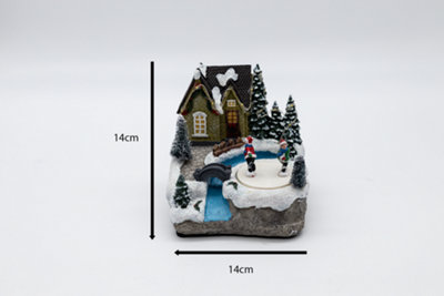 Pre-Lit Musical Village Scene - Ice Skating - 3