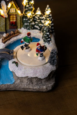 Pre-Lit Musical Village Scene - Ice Skating - 4