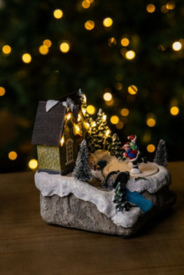 Pre-Lit Musical Village Scene - Ice Skating - 5