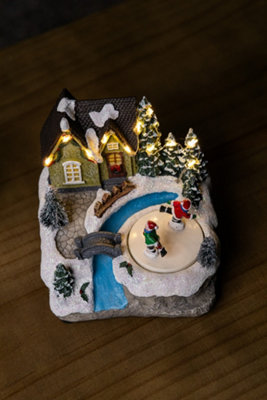 Pre-Lit Musical Village Scene - Ice Skating - 6