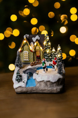 Pre-Lit Musical Village Scene - Ice Skating - 7