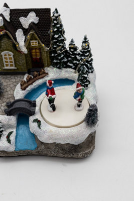 Pre-Lit Musical Village Scene - Ice Skating - 8