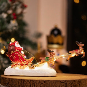 Pre-Lit Santa & Sleigh LED Ornament