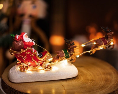Pre-Lit Santa & Sleigh LED Ornament - 6