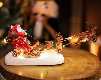 Pre-Lit Santa & Sleigh LED Ornament - 8
