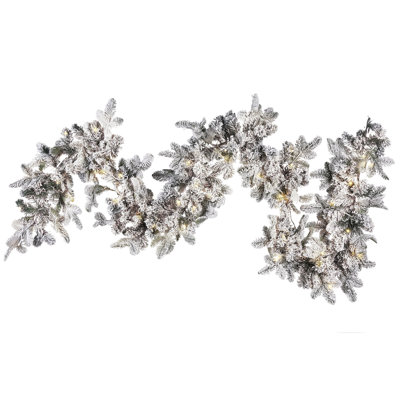 Pre-Lit Snowy Christmas Garland 180 cm White SUNDO