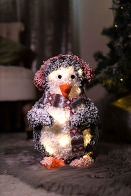 Pre-Lit Tinsel Penguin Christmas Decoration