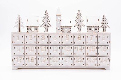 Pre-Lit Wooden Christmas Advent Calendar