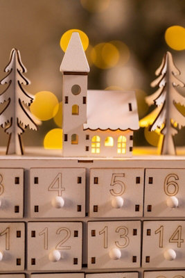 Pre-Lit Wooden Christmas Advent Calendar - 6