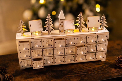 Pre-Lit Wooden Christmas Advent Calendar - 7