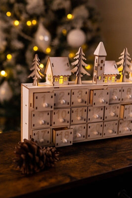 Pre-Lit Wooden Christmas Advent Calendar - 8