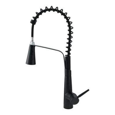 Pre-rinse Pull Down Black Kitchen Faucet 304 Stainless Steel and Brass