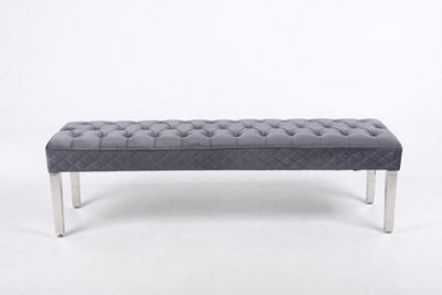 Precious Velvet Stitched Dining Bench 135 cm in Grey