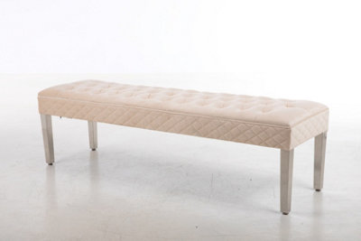 Precious Velvet Stitched Dining Bench 155 cm in Cream