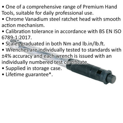 Precision Calibrated Micrometer Torque Wrench - 3/8