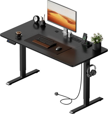 Precision Synergie Electric Standing Desk 120x60cm Height Adjustable Desks with USB Black Frame & Black Desktop