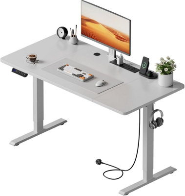 Precision Synergie Electric Standing Desk, 120x60cm Height Adjustable Desks with USB Charging Port(White)