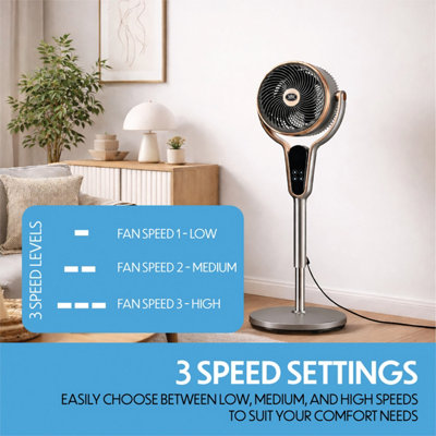 Prem-I-Air Multi Oscillating Stand Fan Black and Gold