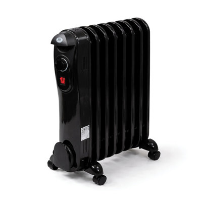 Prem-I-Air Oil Filled Radiator Black With Castors 7 fin 1.5kw Black