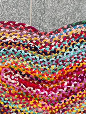 Prem Love Heart Rug in Multi Colour Recycled Fabric 60 cm x 90 cm / Default Title