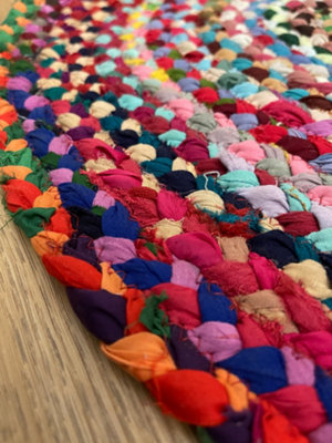 Prem Love Heart Rug in Multi Colour Recycled Fabric 60 cm x 90 cm / Default Title